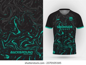 Sports jerseys are designed in sea waves black and green tones with abstract modern template liquid patterns, sporty casual style cycling running basketball marathon soccer football.