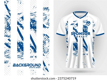 Las camisetas deportivas están diseñadas en tonos blancos y azules, con patrones abstractos modernos de plantilla, estilo deportivo casual ciclismo de estilo deportivo y futbolín maratón de fútbol.