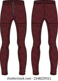 Sports Jogger bottom Pants design flat sketch vector illustration, Track pants concept with front and back view, Sweatpants for running, jogging, fitness, and active wear pants design.