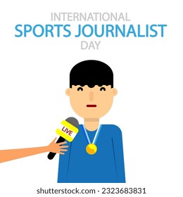 Sports Journalist Day International sportsman interview, vector art illustration.