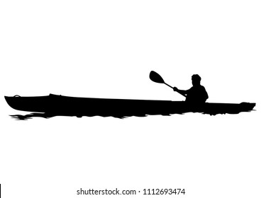 Sports kayak with athletes on a white background