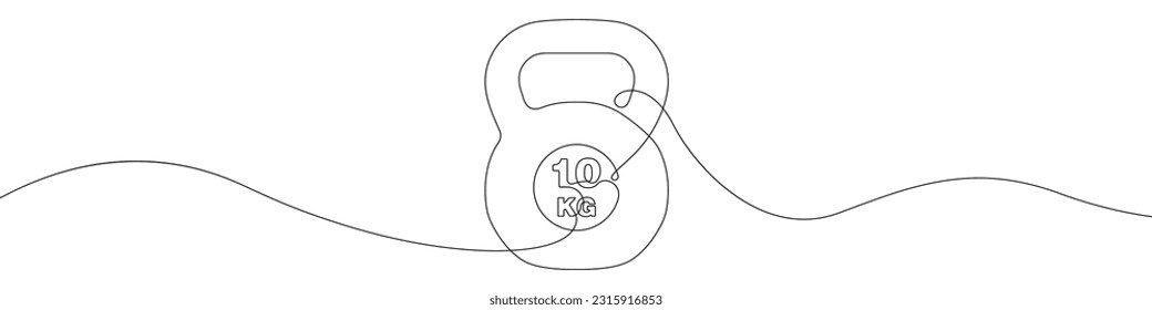 Sports kettlebell icon line continuous drawing vector. One line Sports kettlebell icon vector background. Sports equipment icon. Continuous outline of a kettlebell icon.