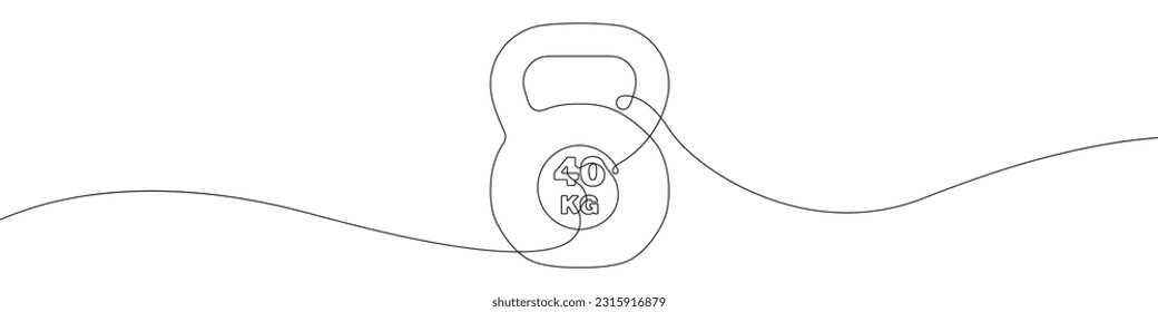 Sports kettlebell icon line continuous drawing vector. One line Sports kettlebell icon vector background. Sports equipment icon. Continuous outline of a kettlebell icon.