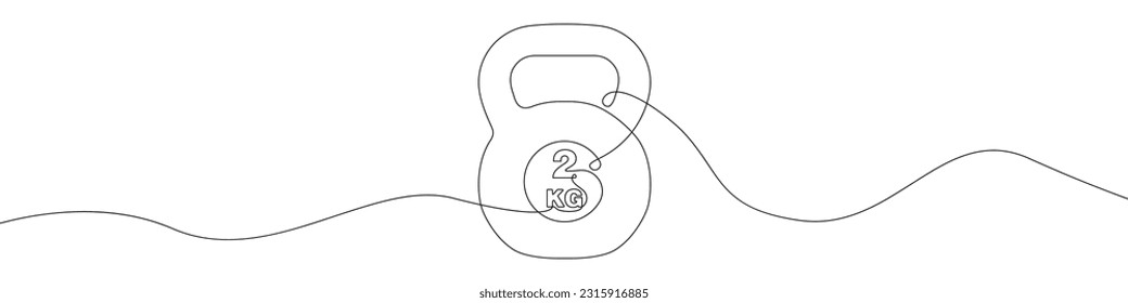 Sports kettlebell icon line continuous drawing vector. One line Sports kettlebell icon vector background. Sports equipment icon. Continuous outline of a kettlebell icon.