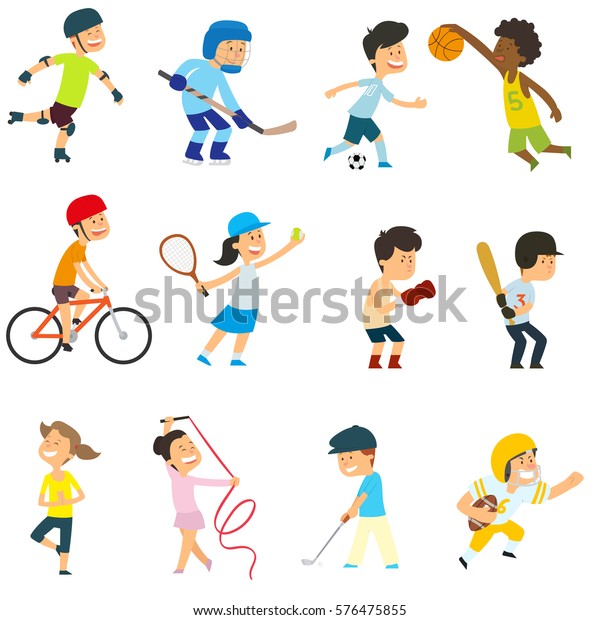 Sports Kids Actively Involved Sports Vector Stock Vector (Royalty Free ...