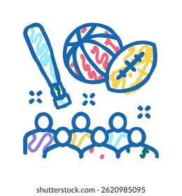 sports kids party doodle icon sketch vector. sports kids party sign. isolated symbol illustration