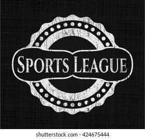 Sports League chalkboard emblem written on a blackboard