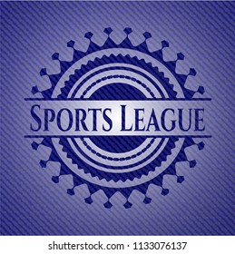 Sports League emblem with denim high quality background
