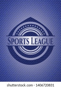 Sports League emblem with denim high quality background. Vector Illustration. Detailed.