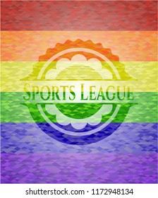 Sports League on mosaic background with the colors of the LGBT flag