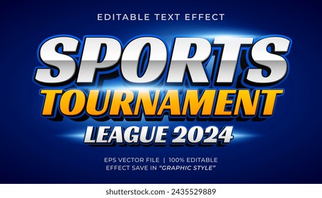 Sports league tournament 3d editable text effect style template