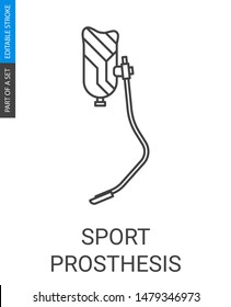 Sports leg prosthesis Icon in Thin Outline style