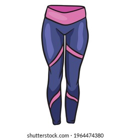 Sports leggings for fitness and sports. Sportswear. Sports legends. Cartoon style. Vector illustration isolated for design and decoration.