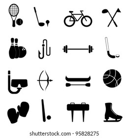 Sports and leisure equipment icon set