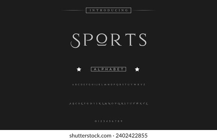 Sports Lettering Minimalist Fashion. Elegant alphabet letters serif font and number. Typography fonts regular uppercase, lowercase.