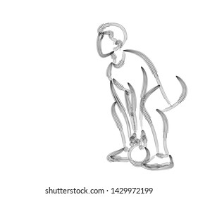 Sports lifts weight doing core exercises in the gym, Line Art Vetcor Design.