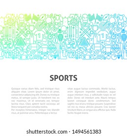 Sports Line Design Template. Vector Illustration of Outline Banner.