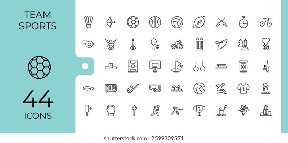 Sports line icon. Included activity, fit, game, fitness, gym, exercise and more. Web icons. Competition icon collection. Editable stroke. Vector illustration.