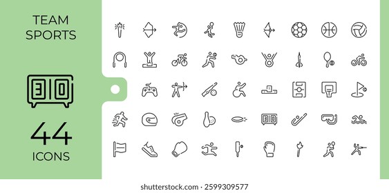 Sports line icon. Included activity, fit, game, fitness, gym, exercise and more. Web icons. Competition icon collection. Editable stroke. Vector illustration.