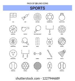 Sports Line Icon Set - 25 Dashed Outline Style