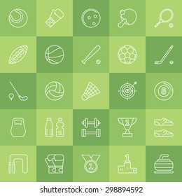 Sports line icons - vector sport white symbols made in line art style 