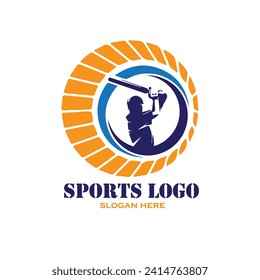 Sports logo around with cricket logo