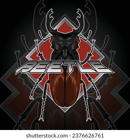 sports logo design beetle mascot animal beetle head mascot vector logo illustration wild beetle head mascot, beetle head badge design for team eSports Vector Illustration
