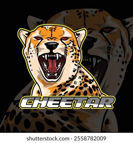 Sports logo design cheetar mascot animal cheetar mascot vector logo illustration esports