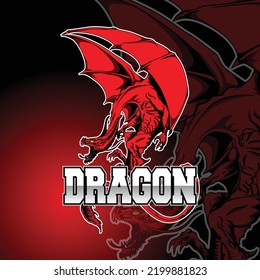 sports logo design dragon mascot animal dragon mascot vector logo illustration dragon mascot dragon badge design for eSports team vector illustration