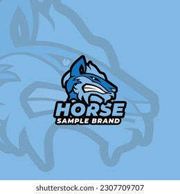 sports logo design, with a fierce horse head icon