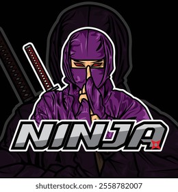 Sports logo design ninja mascot animal ninja mascot vector logo illustration esports