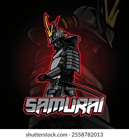 Sports logo design samurai mascot vector logo illustration esports