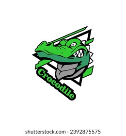 The sports logo design with the shape of a crocodile's head smiling cynically is very suitable for sports and e-sports logos.