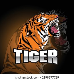 sports logo design stag tiger mascot animal tiger head mascot vector logo illustration.wild cat head mascot, tiger head badge design for team eSports Vector Illustration