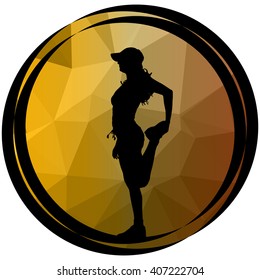 sports logo girl with low poly background 