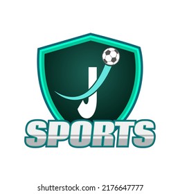 Sports Logo On Letter J Template. Sports On J Letter, Initial Sports Sign Concept	