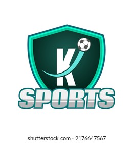 Sports Logo On Letter K Template. Sports On K Letter, Initial Sports Sign Concept	