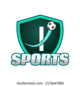 Sports Logo On Letter I Template. Sports On I Letter, Initial Sports Sign Concept	