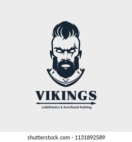 sports logo template with viking warrior