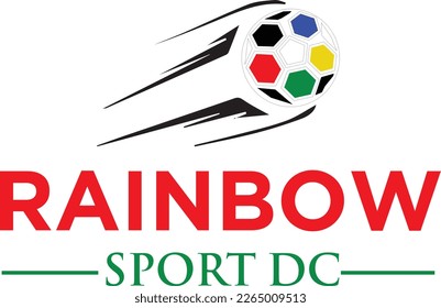 un logo deportivo con la temática de los colores del arcoiris