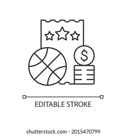 Sports Lottery Linear Icon. Making Stakes On Sporting Event Outcome. Sports Betting. Thin Line Customizable Illustration. Contour Symbol. Vector Isolated Outline Drawing. Editable Stroke