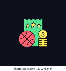 Sports lottery RGB color icon for dark theme. Making stakes on sporting event outcome. Sports betting. Isolated vector illustration on night mode background. Simple filled line drawing on black