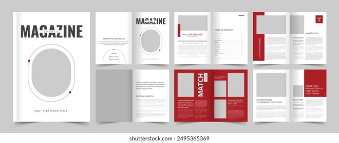 Sports Magazine Layout, Magazine Template