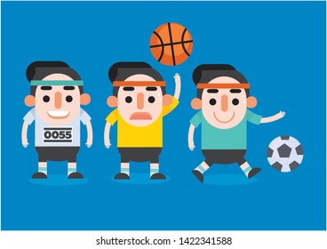  sports man characters set  Vector
