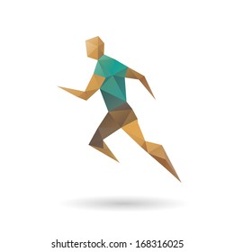 Sports man running abstract isolated on a white backgrounds