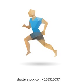 Sports man running abstract isolated on a white backgrounds