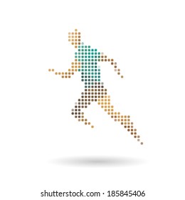 Sports man running abstract isolated on a white backgrounds, vector illustration