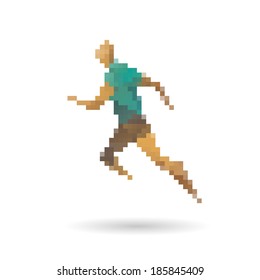 Sports man running abstract isolated on a white backgrounds 