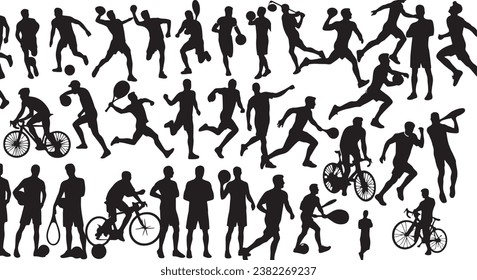 sports man vector silhouette set