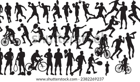 sports man vector silhouette set